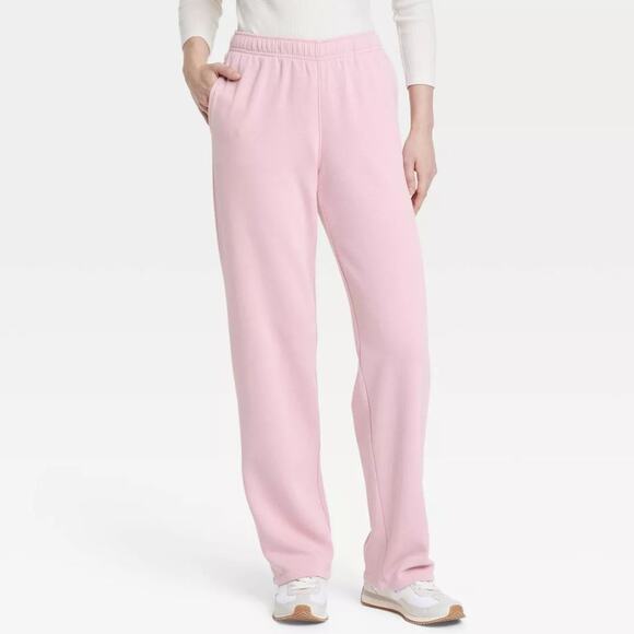 Universal Thread Women's Leisure Studio Mid-Rise Straight Leg Sweatpants Pink - Picture 1 of 6